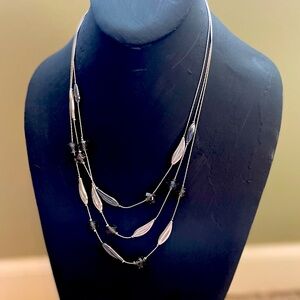 Black and Silver Tone Tri-Level Necklace